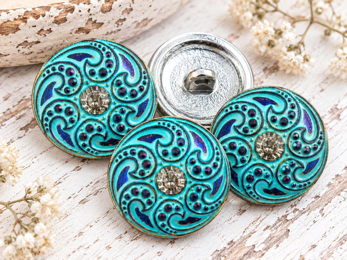 Czech Glass Buttons - Shank Buttons - Handmade Button - 18mm - (167) 1pcs