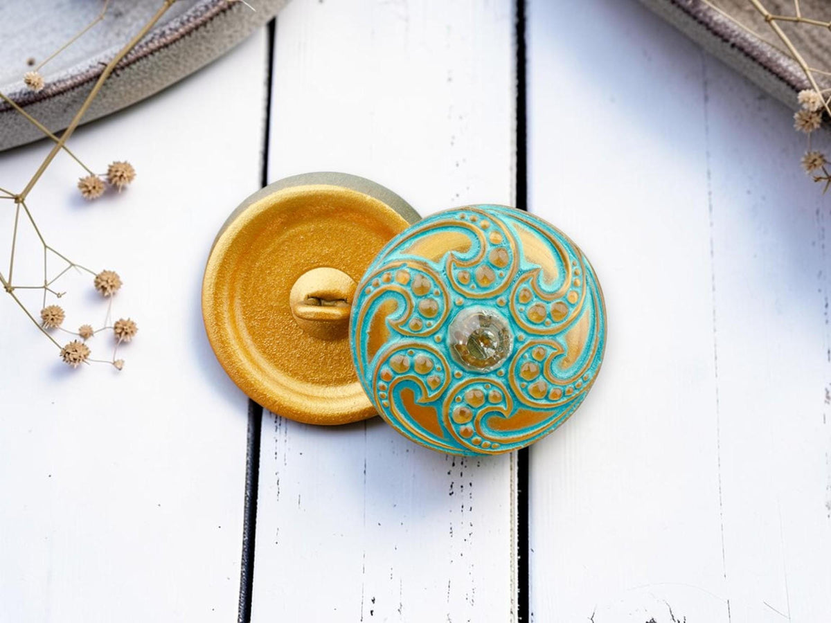 Czech Glass Buttons - Shank Buttons - Handmade Button - 18mm - (648) 1pcs