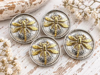 Czech Glass Buttons - Shank Buttons - Dragonfly Button - Handmade Button - 18mm - (B929) 1pcs