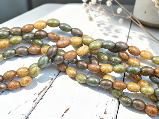 Vintage Beads - German Glass Beads - Picasso Beads - 10x7mm - 20pcs - (B528)