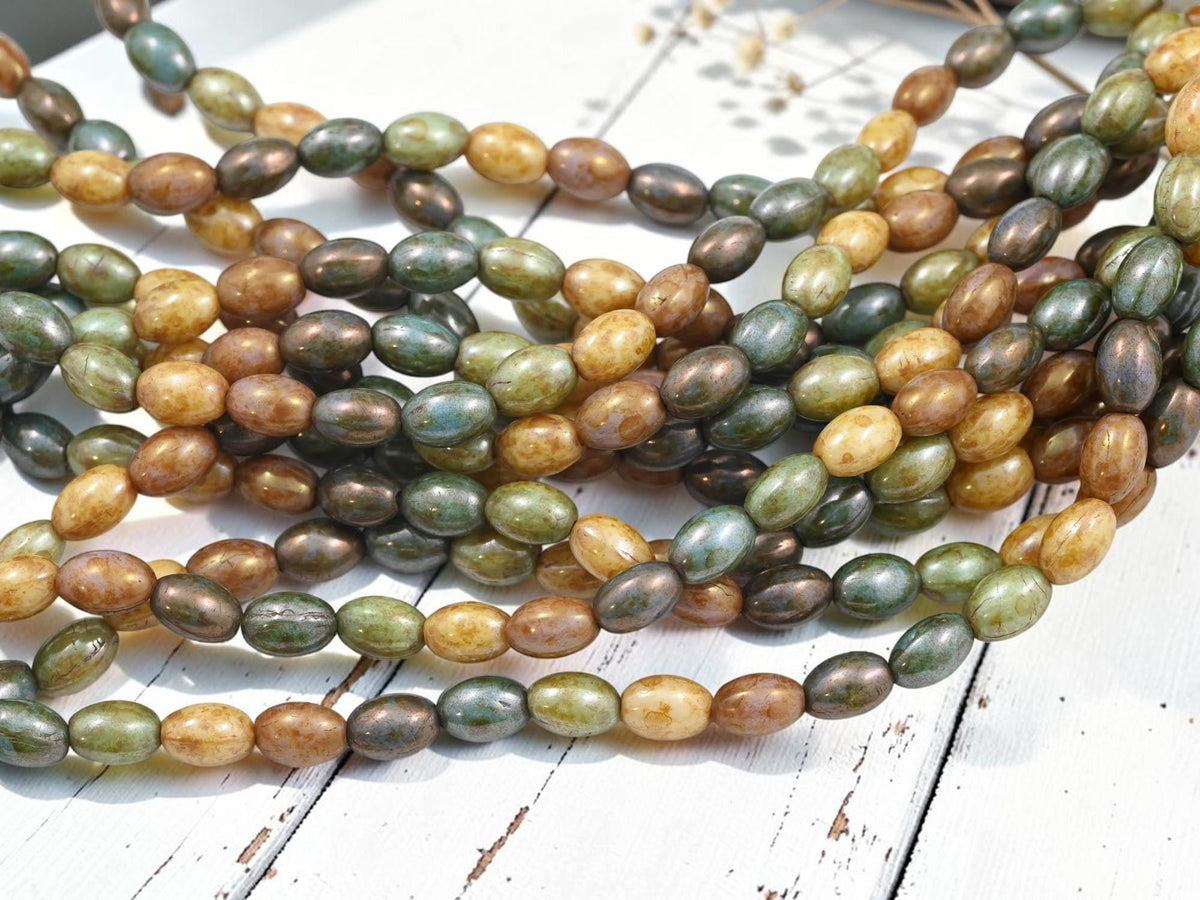 Vintage Beads - German Glass Beads - Picasso Beads - 10x7mm - 20pcs - (B528)