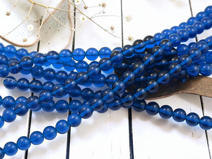 Czech Glass 8mm Smooth Round Druk Beads - Capri Blue - 24pcs - (5336)
