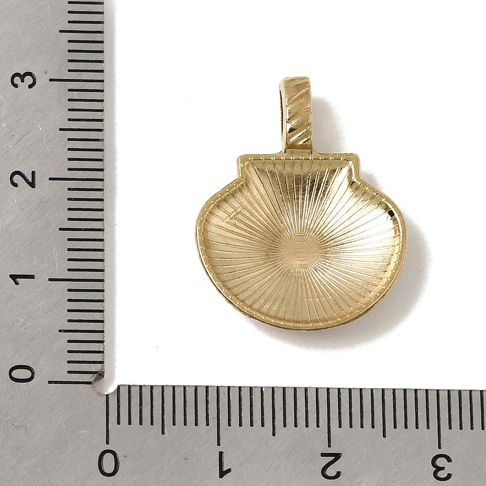 Gold Surround Pink Enamel Shell Pendant - 26x20mm - 1pcs - (1024)