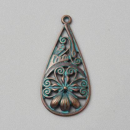 Metal Charms - Patina Charms - Teardrop Charms - 40x19mm - 5pcs - (3132)