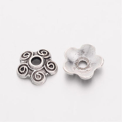 Antique Silver Metal Bead Caps - Fits 10mm Beads - 100pcs - (541)