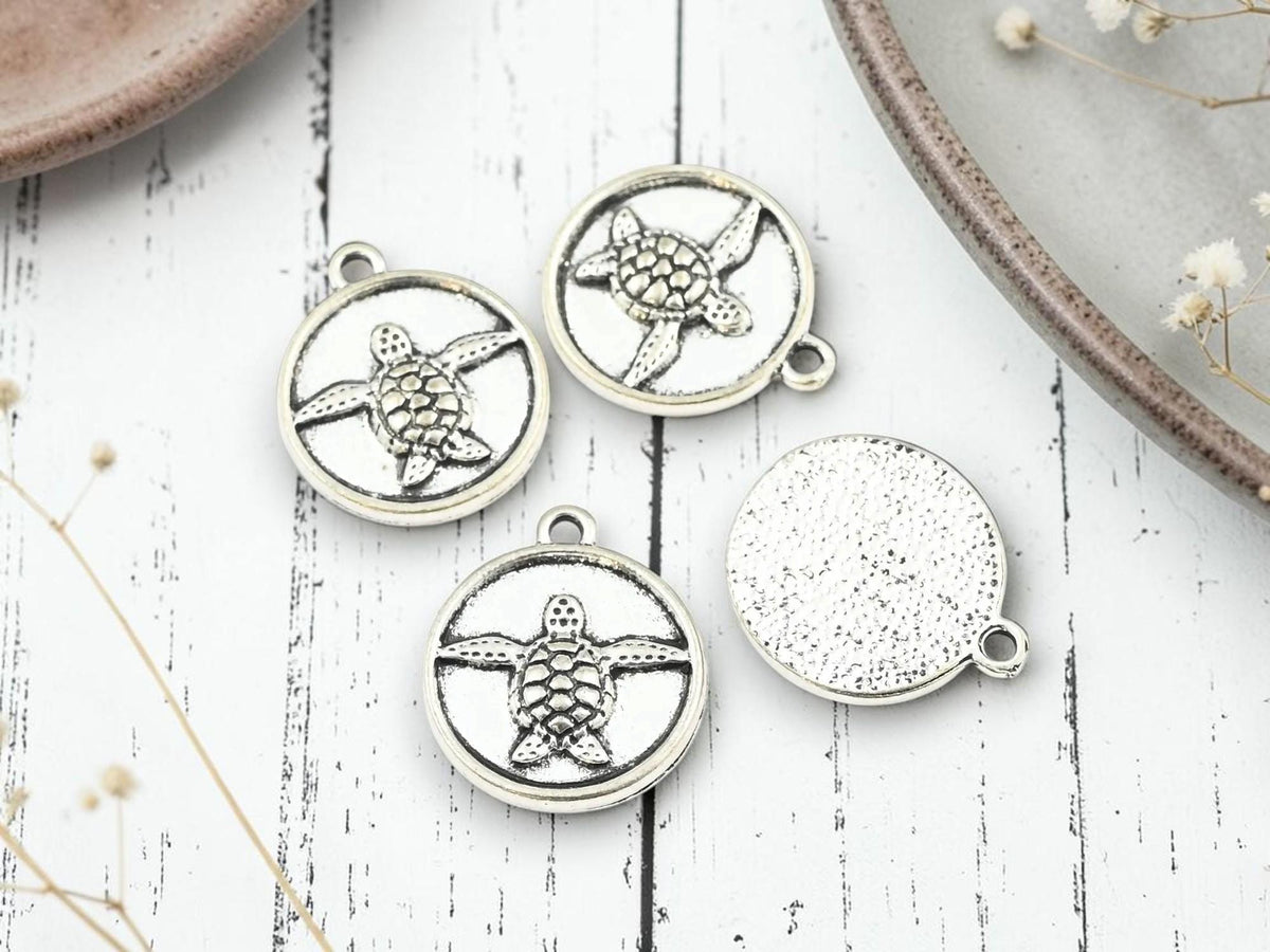 Silver Metal Ocean Series Charms - 10pcs - 20x17mm