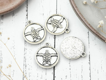 Silver Metal Ocean Series Charms - 10pcs - 20x17mm