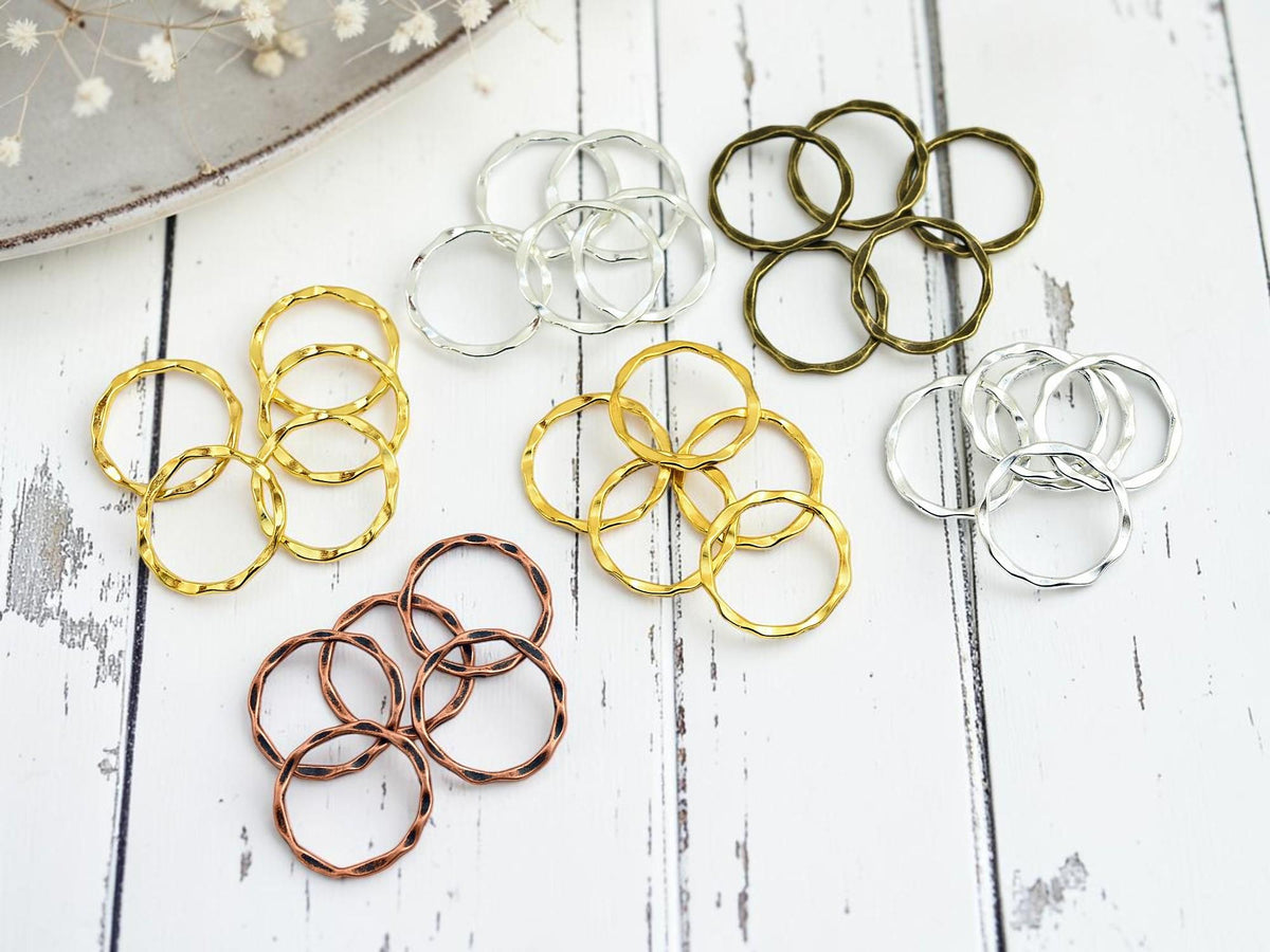 *50* 22mm Antique Silver Twisted Rings