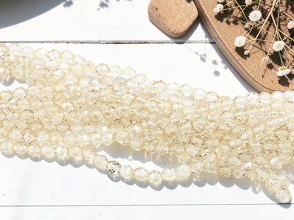 Old Stock Czech Glass Fire Polished Faceted Round Beads - Smokey Champagne Crystal - 7mm - 29pcs - (B768)