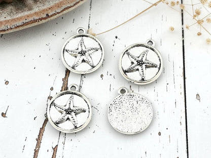 Silver Metal Ocean Series Charms - 10pcs - 20x17mm