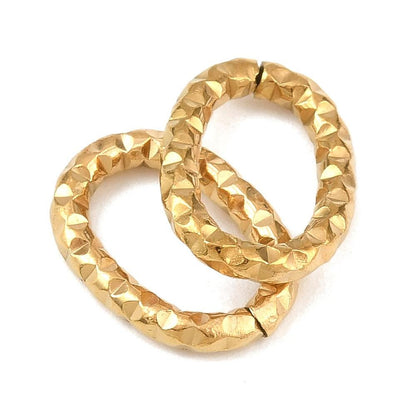 Stainless Steel Textured Linking Rings - Platinum or Gold - 13x9x2mm - 25pcs