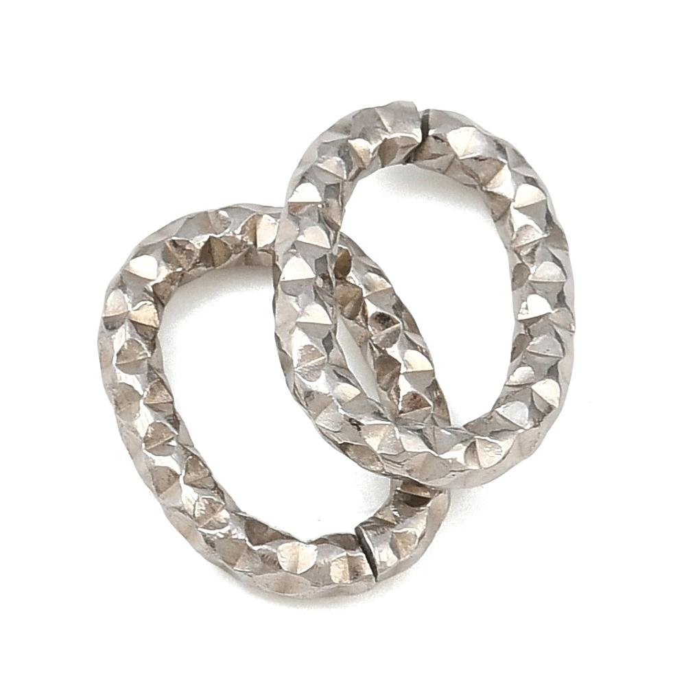Stainless Steel Textured Linking Rings - Platinum or Gold - 13x9x2mm - 25pcs