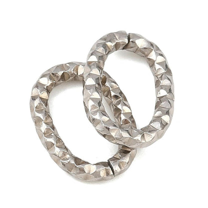 Stainless Steel Textured Linking Rings - Platinum or Gold - 13x9x2mm - 25pcs