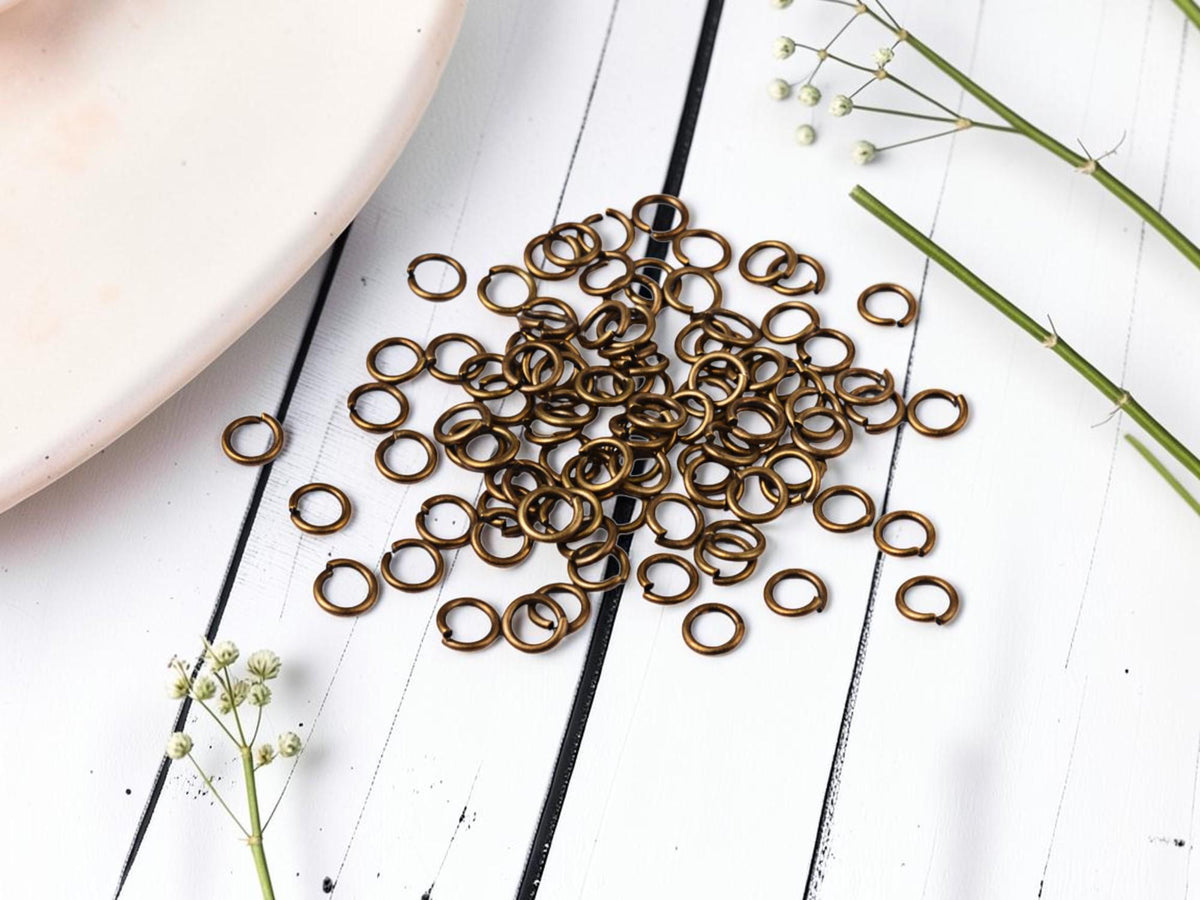 Antique Bronze Plated Brass Open Jump Rings - 5mm 6mm or 8mm