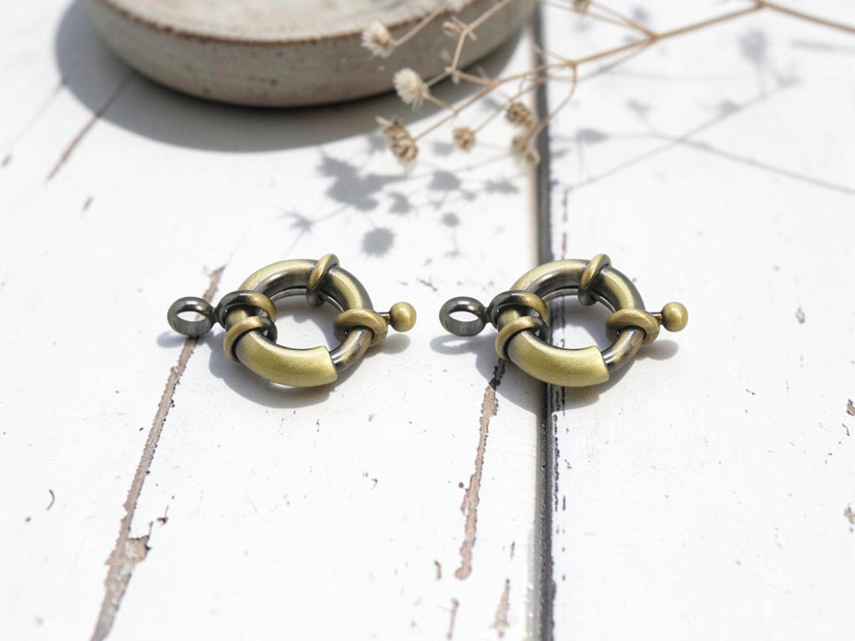 Antique Bronze Sailor Spring Ring Clasps - 2pc - Choose Your Size