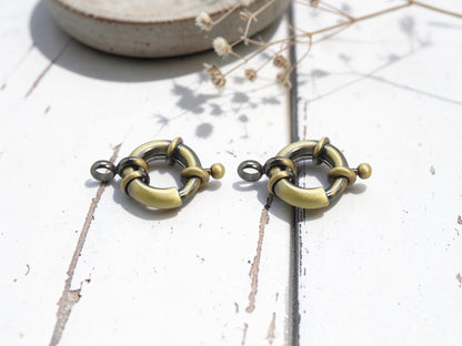 Antique Bronze Sailor Spring Ring Clasps - 2pc - Choose Your Size