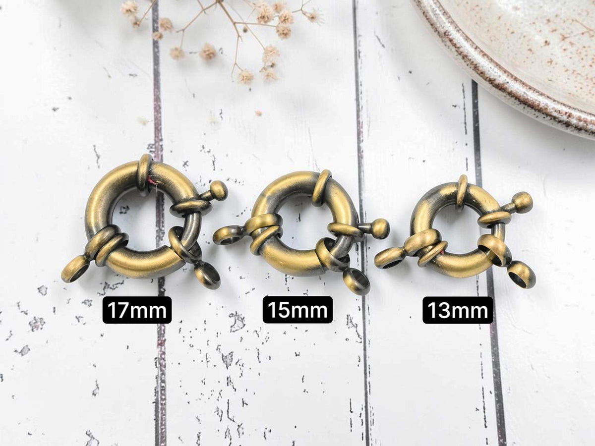 Antique Bronze Sailor Spring Ring Clasps - 2pc - Choose Your Size
