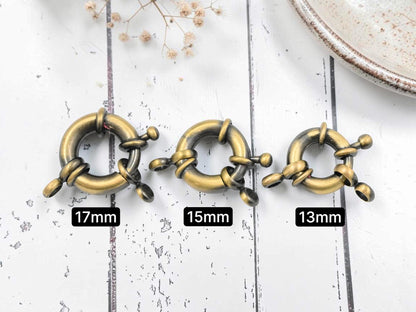 Antique Bronze Sailor Spring Ring Clasps - 2pc - Choose Your Size