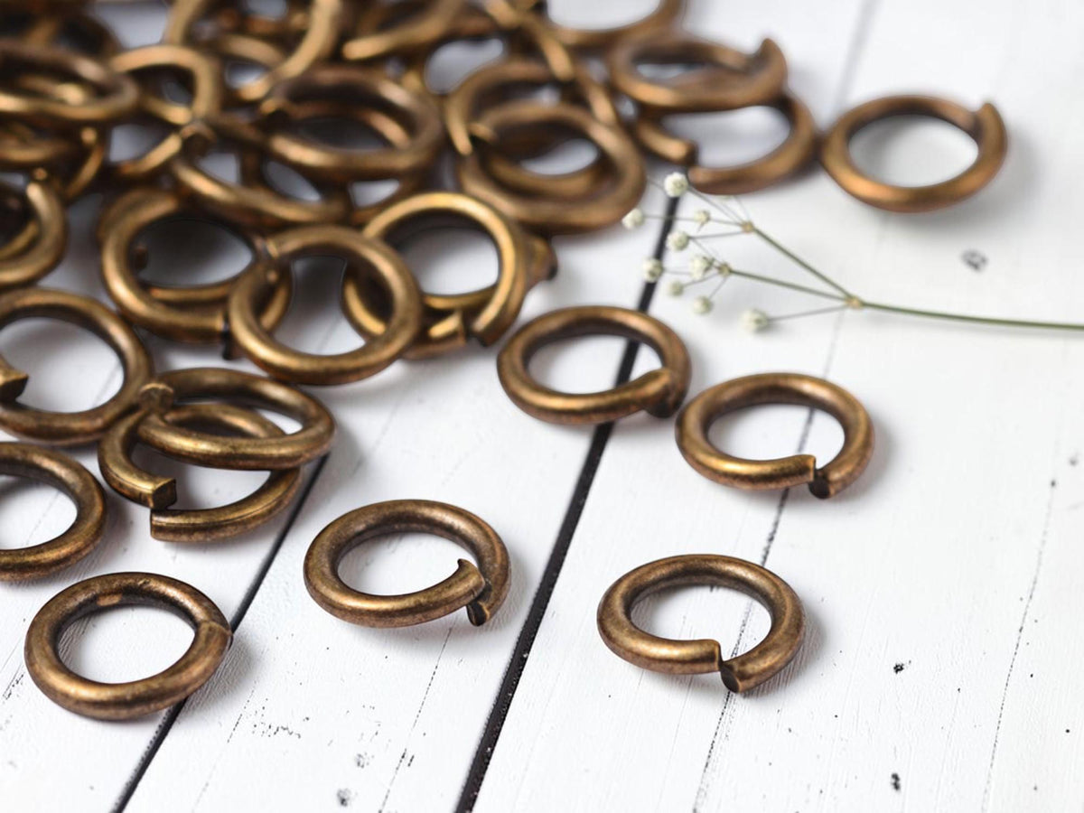 Antique Bronze Plated Brass Open Jump Rings - 5mm 6mm or 8mm