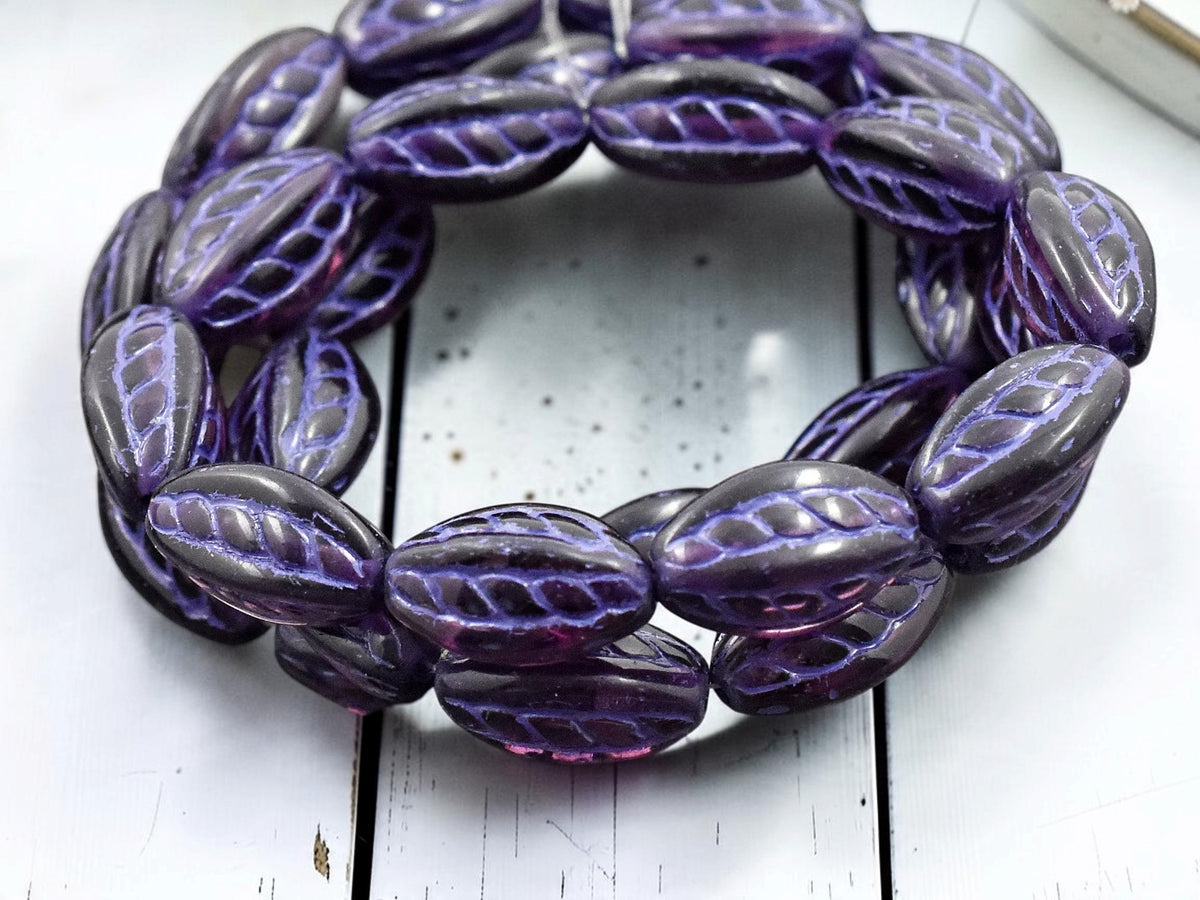 *10* 15x9mm Purple Washed Amethyst Twisted Oval Beads