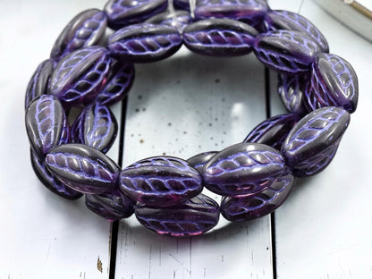 *10* 15x9mm Purple Washed Amethyst Twisted Oval Beads