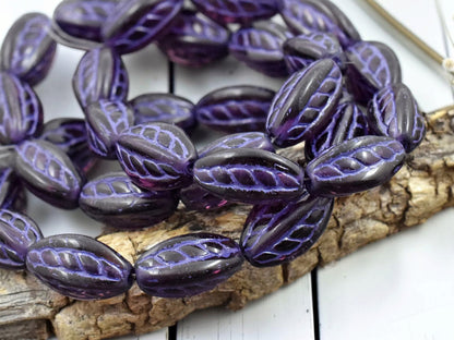 *10* 15x9mm Purple Washed Amethyst Twisted Oval Beads