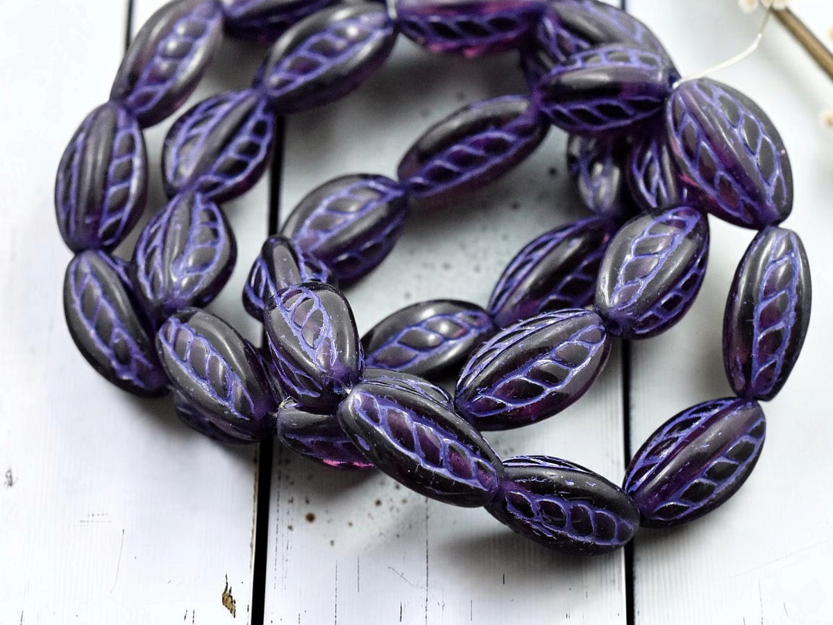 *10* 15x9mm Purple Washed Amethyst Twisted Oval Beads