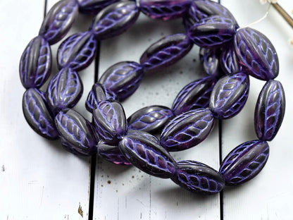 *10* 15x9mm Purple Washed Amethyst Twisted Oval Beads