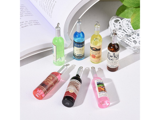*7* 54x12mm Mixed Color Resin Wine Bottle Charms