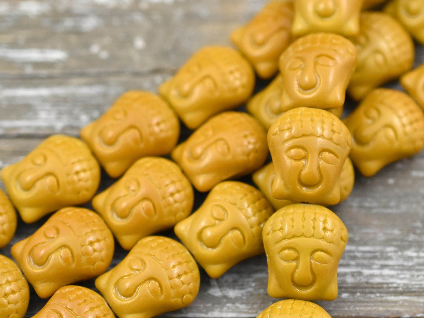 *4* 15x14mm Opaque Ochre Buddha Head Beads