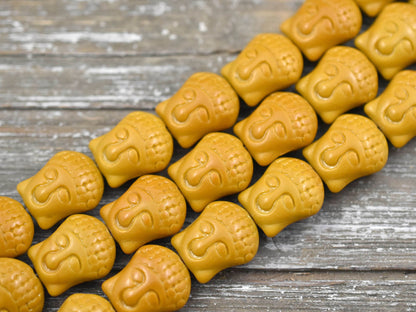 *4* 15x14mm Opaque Ochre Buddha Head Beads