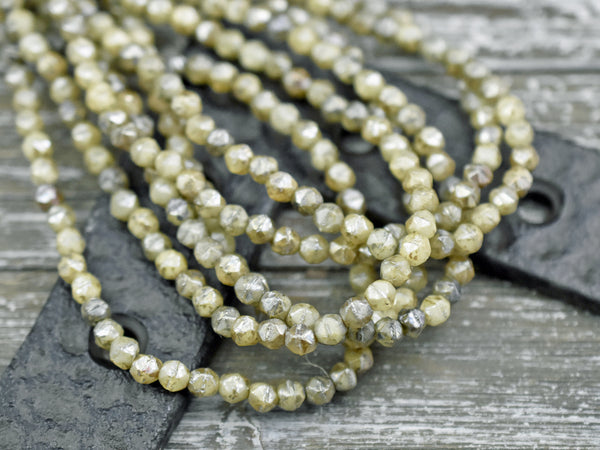 *50* 4mm Champagne Luster Picasso English Cut Round Beads