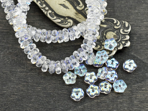 *50* 5mm Crystal AB Forget Me Not Daisy Flower Spacer Beads