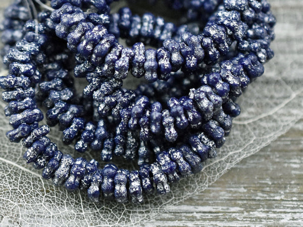 *50* 5mm Silver Washed Indigo Blue Forget Me Not Daisy Flower Spacer Beads