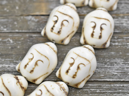 *2* 28x20mm Bone Beige Synthetic Turquoise Buddha Head Beads