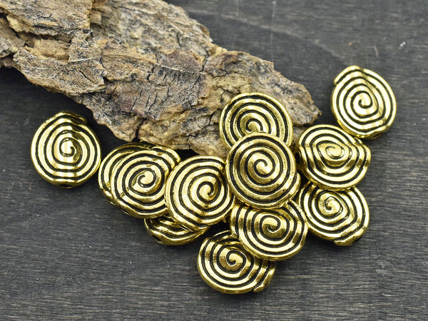 *50* 11mm Antique Gold Circle Of Life Beads