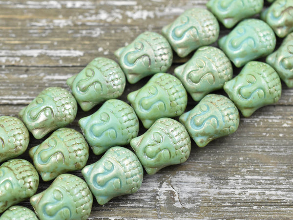 *4* 15x14mm Turquoise Travertine Luster Buddha Head Beads