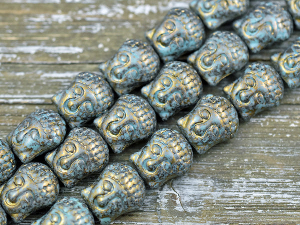 *4* 15x14mm Copper Travertine Washed Turquoise Buddha Head Beads