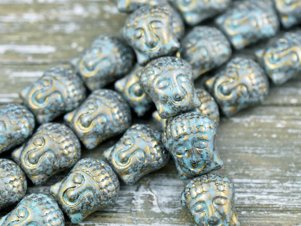*4* 15x14mm Copper Travertine Washed Turquoise Buddha Head Beads