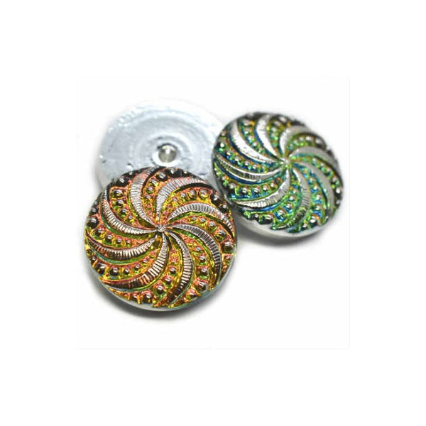 18mm Pinwheel Cabochon Vitrail with Silver Accents