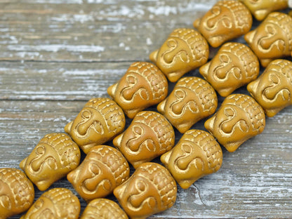 *4* 15x14mm Gold Washed Opaque Ochre Buddha Head Beads