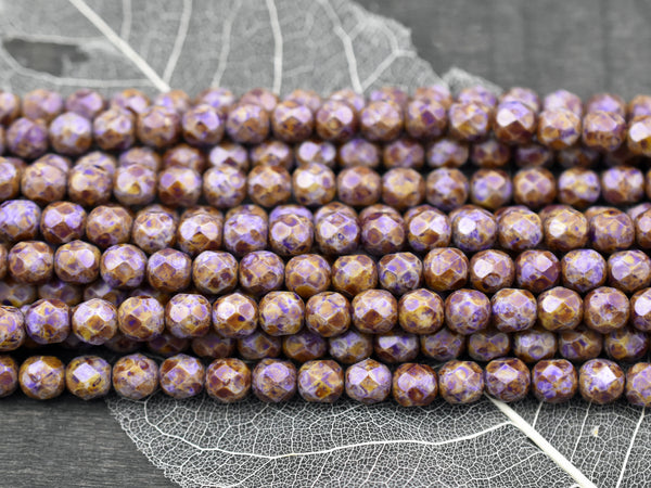 3mm Opaque Luster Picasso Fire Polished Round Beads -- Choose Your Color