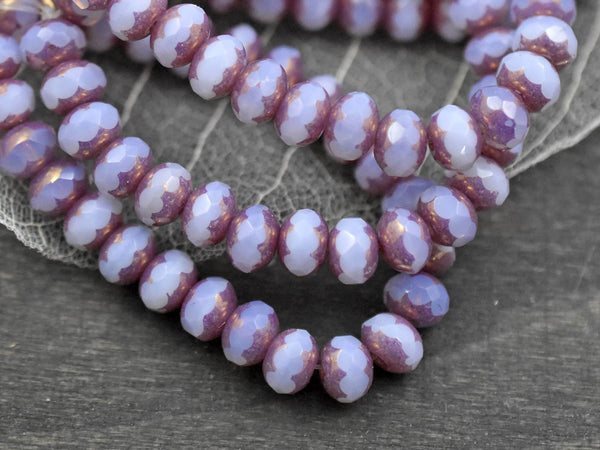 *25* 4x6mm Bronze Washed Lilac Opaline Fire Polished Rondelle Beads