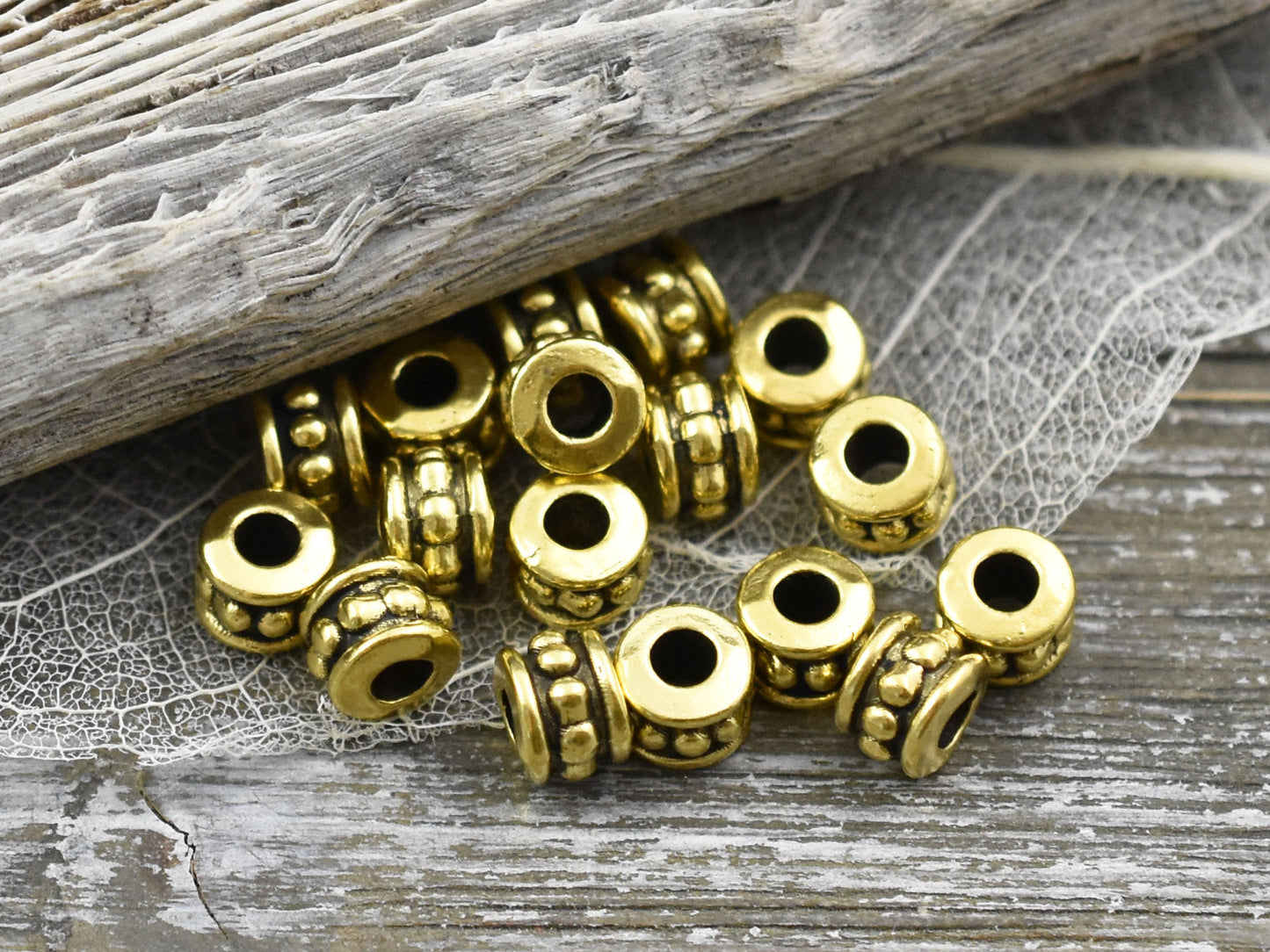 *100* 4x6mm Antique Gold Large Hole Rondelle Spacer Beads