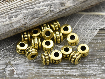 *100* 4x6mm Antique Gold Large Hole Rondelle Spacer Beads