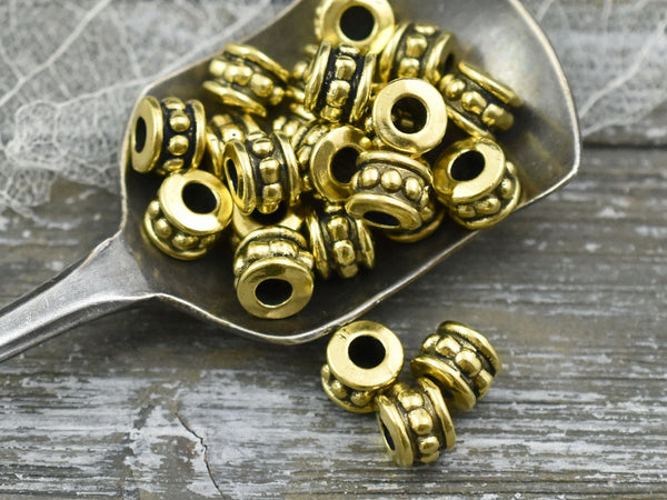 *100* 4x6mm Antique Gold Large Hole Rondelle Spacer Beads