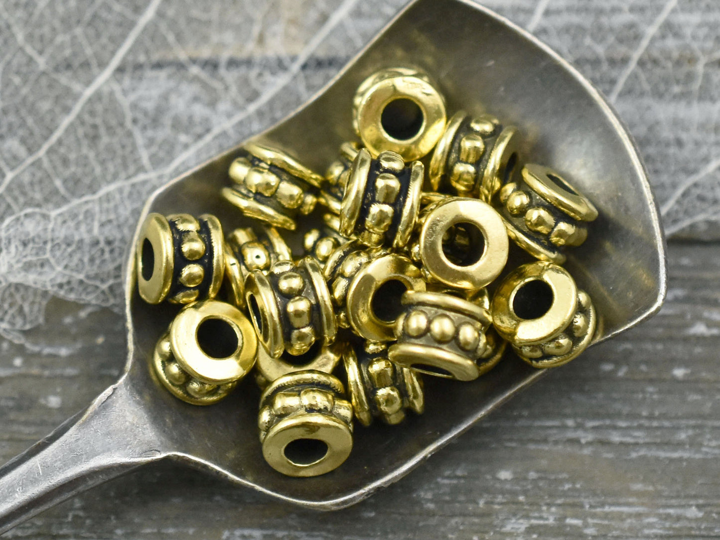 *100* 4x6mm Antique Gold Large Hole Rondelle Spacer Beads