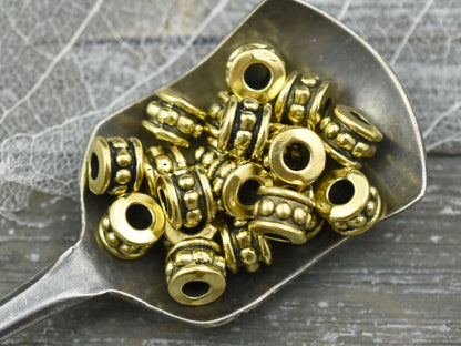 *100* 4x6mm Antique Gold Large Hole Rondelle Spacer Beads