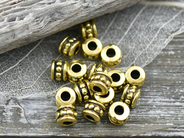 *100* 4x6mm Antique Gold Large Hole Rondelle Spacer Beads