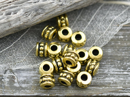 *100* 4x6mm Antique Gold Large Hole Rondelle Spacer Beads
